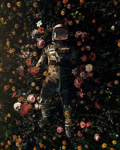 Astronaut In Flowers Iphonewallpapers