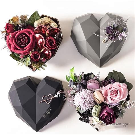 Choose from variety of plush toys: 1pcs luxury love heart shaped gift boxes florist packaging ...