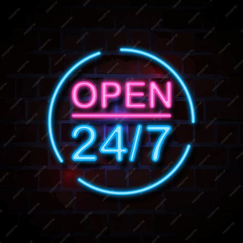 Premium Vector Open 247 Neon Style Sign Illustration