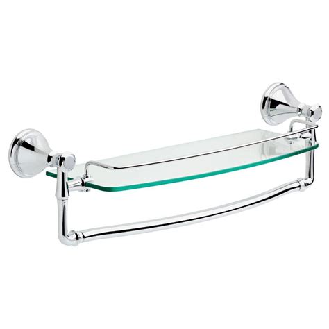 The stelios bathroom accessory collection features geometric forms with tight angles that add a contemporary edge to any find bathroom shelves with towel bars to keep your space feeling efficient and organized. Delta Cassidy 18 in. Glass Bathroom Shelf with Towel Bar ...