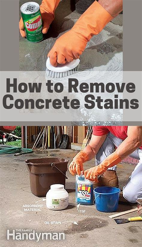How To Remove Concrete Stains From The Floor With An Orange Glove And