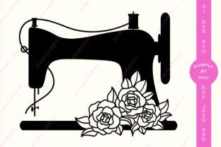 Floral Sewing Machine Silhouette Gráfico por AnastasiyaArtDesign