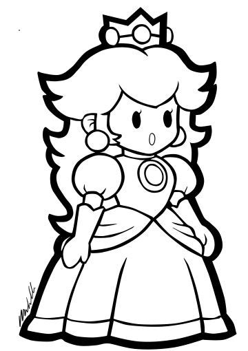 Princess Peach Drawing Outline