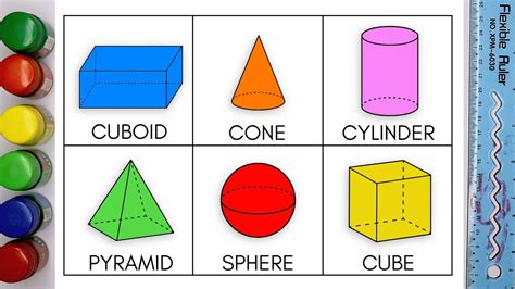 Learn 3d Geometrical Shapes For Kids And Beginners Cuboid Cone