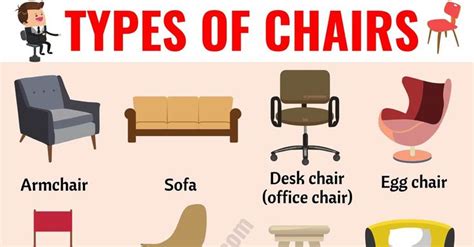 Types Of Chairs Following Is A List Of 25 Popular Chair Types In English With Their Definitions
