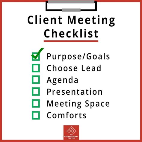 Client Meeting Checklist The Professional Centre