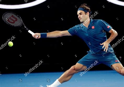 Switzerlands Roger Federer Reaches Forehand Return Editorial Stock