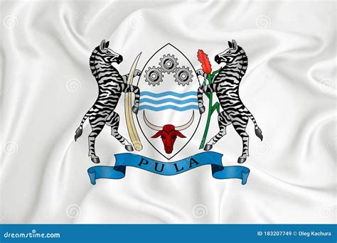 A Developing White Flag With The Coat Of Arms Of Botswana Country