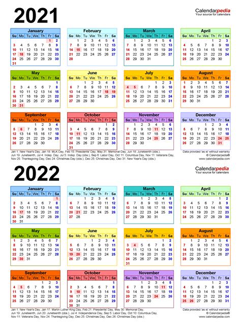 2021 2022 Calendar Printable