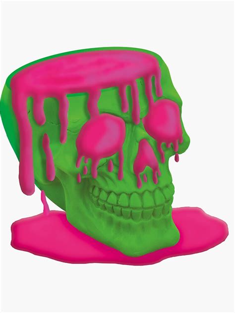 Neon Green Skull With Pink Slime Sticker For Sale By Kaydeestaes