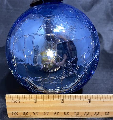 Kugel Style Ornament Ball Blue Mercury Crackle Glass Heavy Ebay