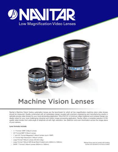 All Navitar Catalogs And Technical Brochures