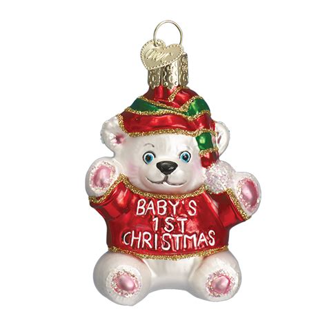 Old World Christmas Babys First Teddy Bear Glass Ornament 12093 Old