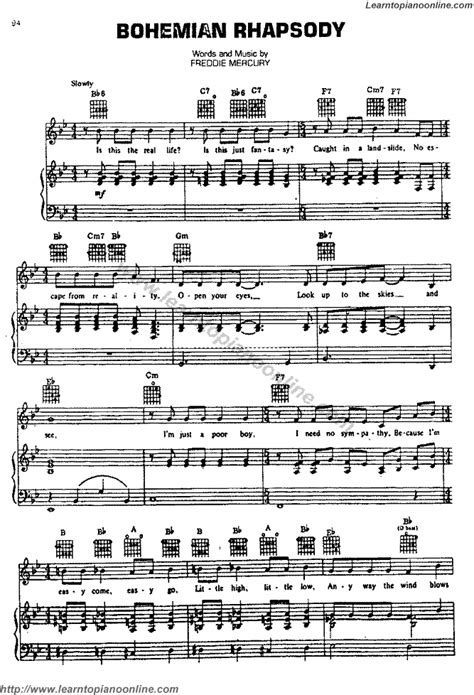 Bohemian Rhapsody Piano Sheet Music Easy Pdf Needsluli