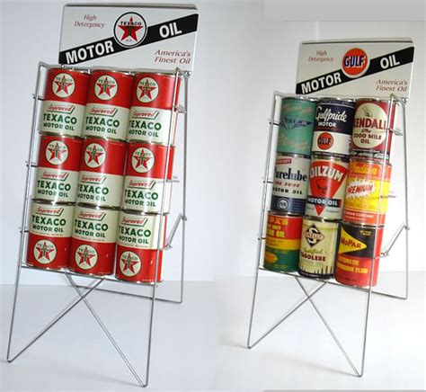 Oil Can Display Rack Esso Gulf Mobil Phillips Polly Sinclair Shell