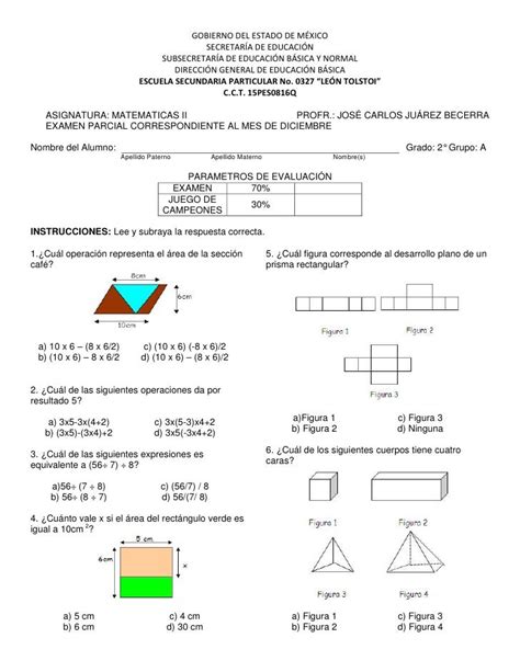 Examen Diagnostico De Segundo De Secundaria Matematicas Kulturaupice