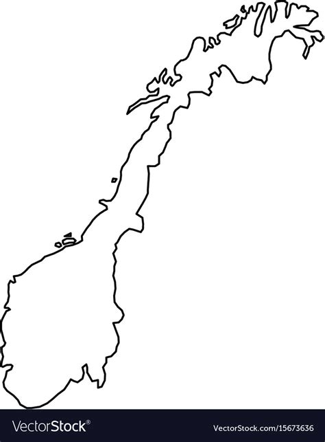 Norway Map Of Black Contour Curves Of Royalty Free Vector