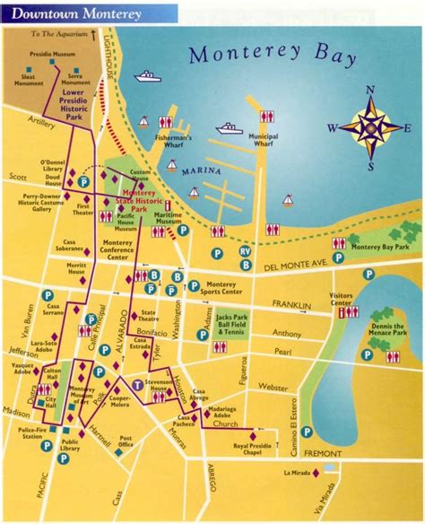 Map Of Downtown Monterey California Travel Road Trips Monterey