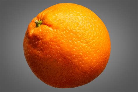 Premium Photo Fresh Delicious Single Orange Fruit Isolated On Grey
