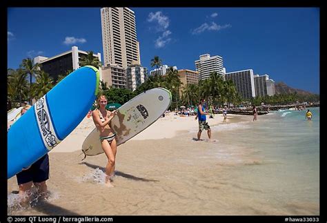 Picturephoto Women Carrying Surfboards Into The Water Waikiki Beach