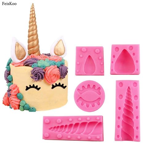 5pcsset Unicorn Mold Silicone Mold Fondant Mold Cake Decorating Tools