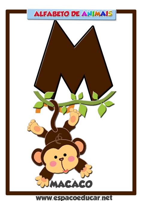 Alfabeto De Animais Cartaz Com A Letra M Do Macaco EspaÇo Educar