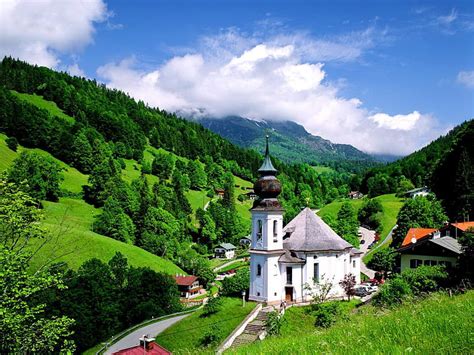 Mountain Church Alps Pretty Bavaria Grass Bonito Countryside