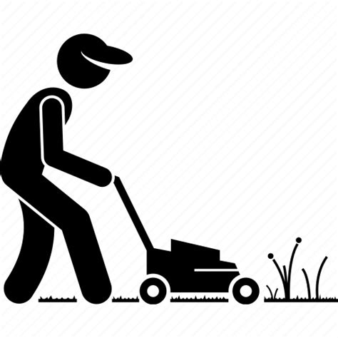 Cutting Gardener Gardening Grass Lawnmower Icon Download On