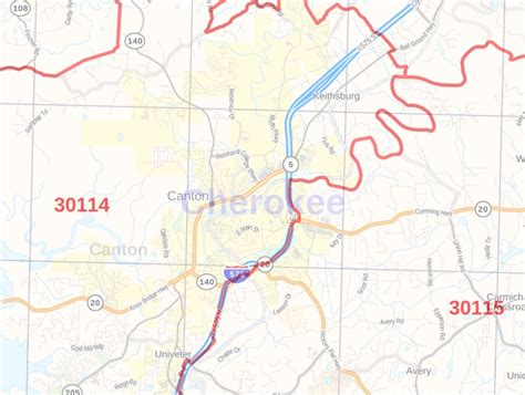Cherokee County Ga Zip Code Map