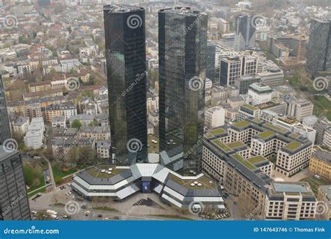 Deutsche Bank Headquarters Arial View In Frankfurt Editorial Photo