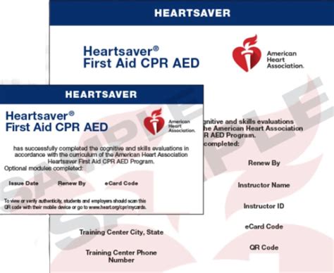 Heartsaver First Aid Cpr Aed Cards For Instructors Aligned With
