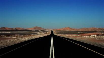 Desert Highway Road Clear Sky Through Direct