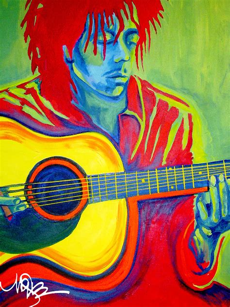 Bob Marley On Acoustic Guitar Painting By Maria Gabriela Brazley