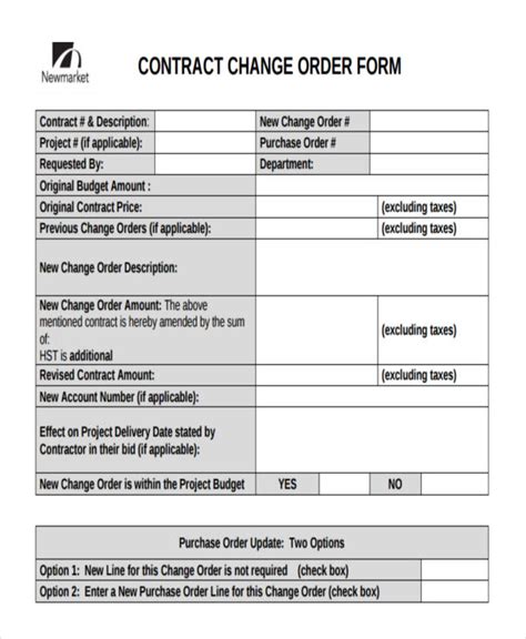 change order forms   word  format