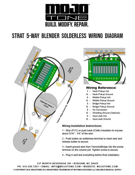 Strat blender wiring diagram sample. Mojotone Solderless Strat Blender Harness - Darth Phineas