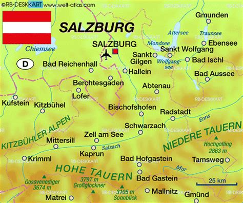 Map Of Salzburg State Section In Austria Welt Atlasde