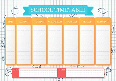 Premium Vector School Timetable Schedule For Kids Student Plan