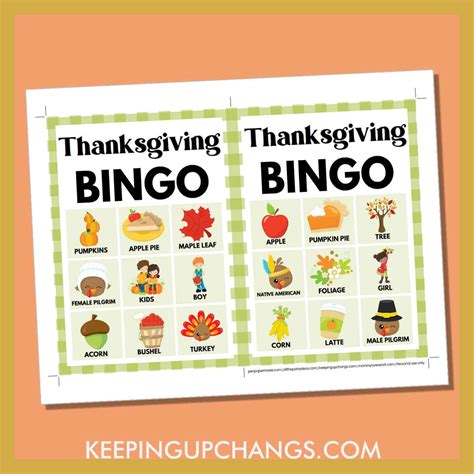Thanksgiving Bingo Color Pictures And Words 3x3 Grid Free Printable