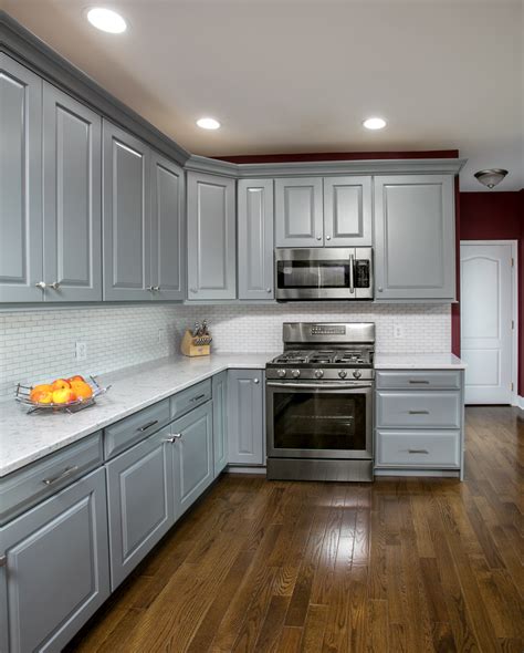 Lovely design staining wood cabinets what brand are the stain. Transitional Grey Kitchen - Kitchen Cabinet Refacing ...