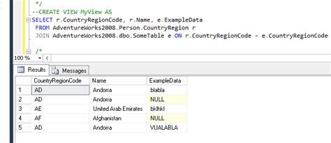 Sql Server View Based On Join Two Tables How To Replace Null Values