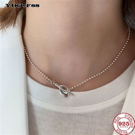 2373us Yikuf88 925 Sterling Silver Women Necklace Irregular Round