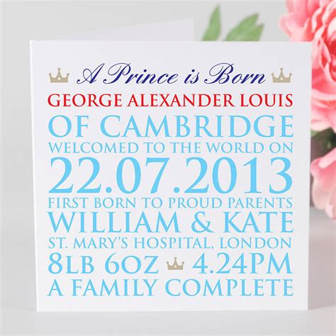 Limited Edition Personalised Royal Baby Card By Megan Claire