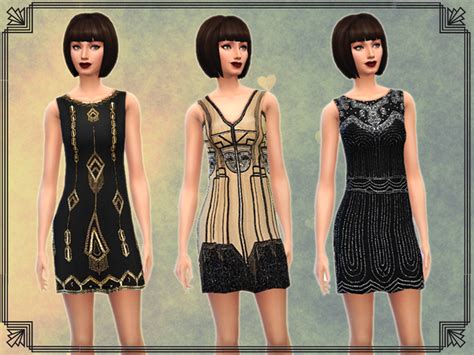 6 Art Deco Inspired Dresses By Notegain At The Sims Resource Sims 4