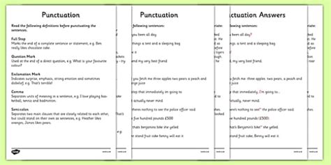 punctuation worksheet activity sheets punctuation