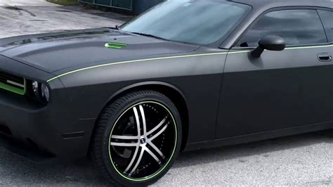Dodge Challenger 3m Matte Black Car Wrap And Racing Stripes Miami Fort