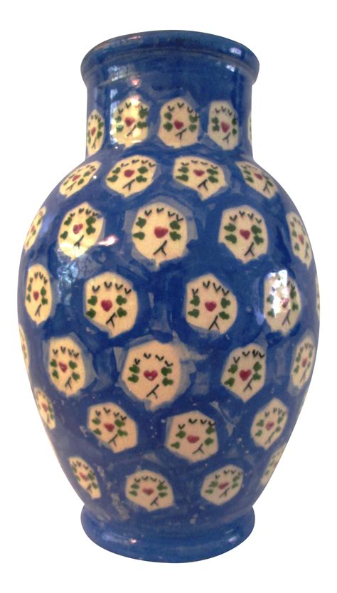 Portuguese Blue Pottery Vase | Chairish