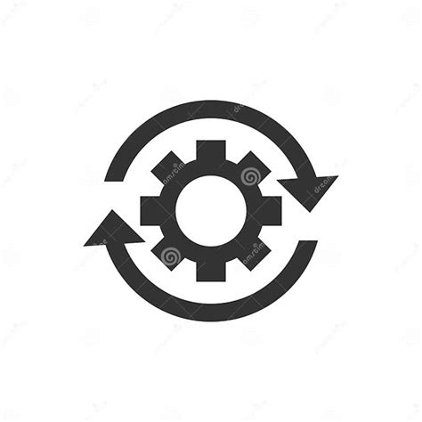 Workflow Process Icon In Flat Style Gear Cog Wheel With Arrows Stock