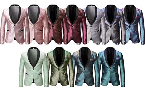 Cloudstyle Mens Tuxedo Suit Jacket Slim Fit Luxury Magic Color Dress