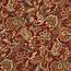 Red Beige And Brown Large Floral Paisley Upholstery Fabric