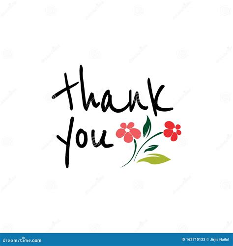 Thank You With Flowers Card Lettering Beautiful Greeting Scratched